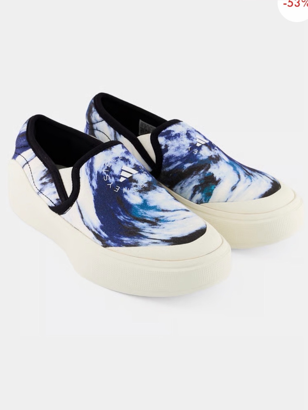Stella McCarthy adidas Blue & White Wave-Print Slip-On Loafers